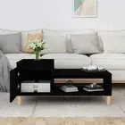 Durable Coffee Table Sofa Accent Tables Side Desk With Shelf Compartment Black