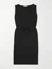 [Max Mara] Max Mara - Leisure Teulada Belted Crinkled Plissé-jersey Tunic - Black - small small Black