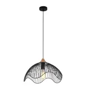 SPIAGGIA Pendant Lamp Light Interior ES Black Wire Dome with Wavy Edge OD400mm
