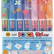 Uni Posca Glitter Marker Pc-1ml 7C, Extra Fine Point, 7 Colors Set