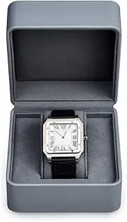 Woodten Watch Box Watch Case Leather Single Watch Box for Men and Women, Jewelry Gift Box Travel Watch Storage for Valentines Day Gifts Birthday Gifts(Light Grey)