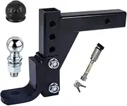 Camper Accessories 10" Adjustable 4 Level Trailer Drop Hitch Ball Mount Tow with Ball and Lock for 2" Trailer Receiver Trailer Hitch Lock(2 Ball Lock)
