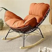 AUPRES Outdoor Rattan Rocker Padded Cushion Recliner Patio Rocking Chair for Bedroom Living Room Patio Porch Garden Deck Lawn(Orange)