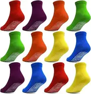 [GRPSKCOS] Stopper Socks Children, 12 Pairs ABS Rainbow Non-Slip Toddler Socks for 1-10 Years Girls Children Non-Slip Socks