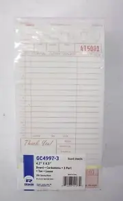 Royal Tan Guest Check Board Carbonless 3 Part Loose 250 Checks 4.2" x 8.5"