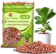 Clay Pebbles for Plants - 15OZ Natural Drainage Hydroton Leca 4-5Mm (Brown)