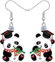 [SHIGIE] Christmas Acrylic Adorable Panda Earrings Festival Dangle Snowflake Scarf Cartoon Animals Jewellery For Women Winter Gifts