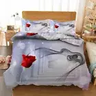 Rose Smile Line 3D Printing Duvet Quilt Doona Covers Pillow Case Bedding Sets