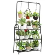Plant Stand Indoor Outdoor 3 Tier Tall Corner Hanging Plant Shelf Metal