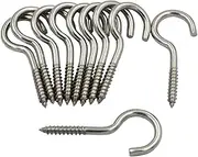 DGOL 10 pcs 2-1/2 Inch 304 Stainless Steel Screw-in Hooks Eye Bolt Ceiling Hook Screw Hanger Open Loop