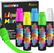Window Markers - 15Mm Jumbo - 5 Pack of Neon Chalk Pens - Liquid Chalk Bright Ca