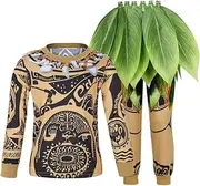 [WonderBabe] Boys Adventure Cartoon Comfy Loose 3-Piece Long T Shirt/Pants Set Kids Halloween Dress Up Costumes