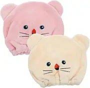 OATIPHO Cartoon Hair Drying Cap Set 2pcs Fleece Material Hair Towel Wrap for Women Gentle Drying from Damage