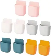 Cabilock 10pcs Wall Mounted Phone Storage Box No Punch Design for Remote Control Organizer Space Saving Case for Home Office Hotel Includes Grey