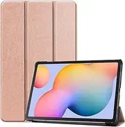 [Nexue] Leather Case for Samsung Galaxy Tab S6 Lite 10.4-inch 2024/2022/2020, Slim Fit Smart Full Body Cover with Magnetic Trifold Stand Auto Sleep/Wake (Rose Gold)