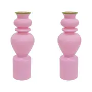 2x LVD Glass Flower Bud Vase Decorative Display Pot Home/Room Decor 18.5cm Pink