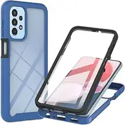 For Samsung Galaxy A13 4G 5G/A04s Case Built-in Screen Protector 360 Degree Full Body Shockproof Protection Cover Bumper Transparent Back Phone Case Shockproof Slim Fit Cover Blue