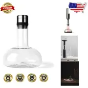 Luxury Mouth-Blown Glass Wine Decanter & Aerator Carafe - 34 oz Capacity
