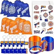 Sureio Dart War Party Supplies Include Wars Goody Treat Bags Themed Silicone Rubber Bracelet Wristbands Keychain Temporary Tatoos for Battle Birthday Favors (576 Pcs)