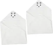 MOBUTOFU Versatile Fleece Bath Towel 2 Pack for Baby Boys and Girls Toddlers Cartoon Hood Quick Dry Absorbent