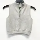 Wild Fable Women's Gray Sleeveless Half Zip Mock Neck Crop Top Size Small