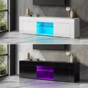 Oikiture Entertainment Unit TV Unit TV Cabinet Stand LED Gloss 130cm Black White