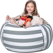 [WEKAPO] Stuffed Animal Storage Bean Bag Chair | 38 Extra Large | 48 Quality YKK Zipper | Premium Cotton Canvas By (gray)