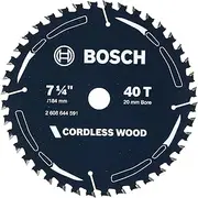 [Bosch] 1x Cordless Wood Circular Saw Blade (for Softwood, Hardwood, Timber, Ø 184 mm - 7 1/4 inch, 40 Teeth, +2X Reduction Rings, Professional Accessories for Circular Saws from Most Brands)