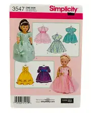 Simplicity 3547 18” Doll Sewing Pattern Formal Dress Wardrobe Summer NEW uncut