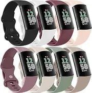Vancle Band for Fitbit Charge 6 Bands/Fitbit Charge 5 Bands Women Men[8 PACK], Classic Soft Sport Straps Wristbands