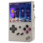 2024 Version ANBERNIC RG35XX Gaming Handheld, 32GB TF Card, 3.5 Inch IPS Screen, Linux System, 7 Hours of Playtime - Grey