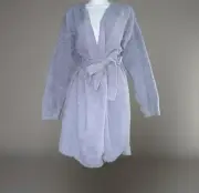 Women’s New w Tags KIKIT Blue Gray Fuzzy Warm Long Sleeve Robe Medium