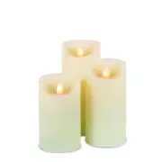3 Piece Set Aurora Flame Bisque Dancing LED Flameless Candles w/ Remote Control
