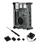 Clear 9 Layers Case with Cooling Fan Heatsink Screwdriver For Raspberry Pi 4B A