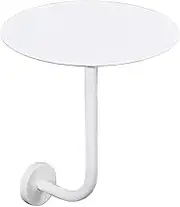 Metal White Side Table, Round Night Stand End Table, Bar Height Table Pub Table Sturdy Base Bistro Table, Space Saving Sofa Table with Wall-Mounted L-Shape Bracket(40x40x45cm(15.7x15.7x17.7inch))