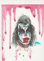 KISS SATANS MUSIC ORIGINAL COMIC ART PAGE 14 , WATERCOLOR 12X9 ONE-OF A KIND