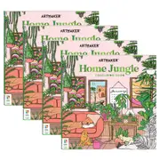 4x Art Maker Home Jungle Colouring Book Adult Activity Book Craft Entertainment