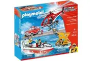 Playmobil City Action 9319 Fire and Rescue Set Boat Helicopter Car Water Hose