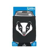 Badger Animal Face Ani Mates - Funny Novelty Stubby Holder With Base