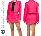 House of Harlow Linen-Blend Cropped Blazer and Mini Skirt Set Fuchsia Pink sz L