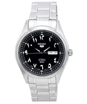 Seiko 5 Stainless Steel Black Arabic Dial Automatic SNKP21J1 Analog Mens Watch