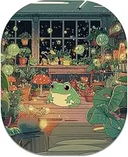 Atufsuat Small Mouse Pad, 6 x 7 Inch, Oval Mini Mouse Pad with Non-Slip Rubber Base for Laptop Wireless Mouse Keyboard Tray Mousepad, Frog