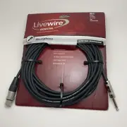 Livewire Essential Microphone Cable Female XLR to 1/4”, 20’ Black