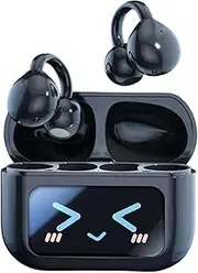 M100 Clip on Ear Headphones -Open Ear Bluetooth 5.3 Wireless Earbuds with Touchscreen, IPX7 Waterproof, Comfortable Sport Hook Design for Gym/Running/Glasses Wearers (Black)
