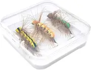 koolsoo 3 Pieces Fly Fishing Lures Artificial Lures Foam with Storage Box Portable Tackle Gifts Fly Fishing Baits for Trout Bass