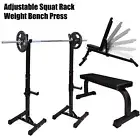 Home Gym Adjustable Squat Rack - Weight Bench Press - Barbell Bar Squat Stand