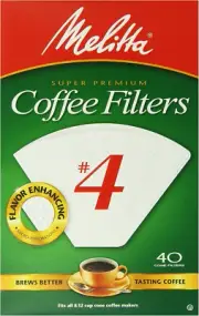 Melitta #4 Cone Coffee Filters, White, 40 Count (Pack of 12) 480 Total Filters C