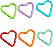 Heart Carabiner 6PCS, Multi-Functional Aluminum Carabiner Clip for Gym, Dog Leash & Outdoor Travel, 6 Colors