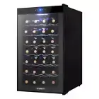 Devanti Wine Cooler 28 Bottles Glass Door Beverage Cooler Thermoelectric Fridge