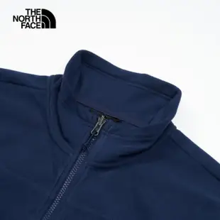 【The North Face 官方旗艦】北面男款藍色保暖舒適休閒立領抓絨外套｜88R88K2